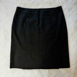Talbots Gray Wool Front Slit Skirt Size 14